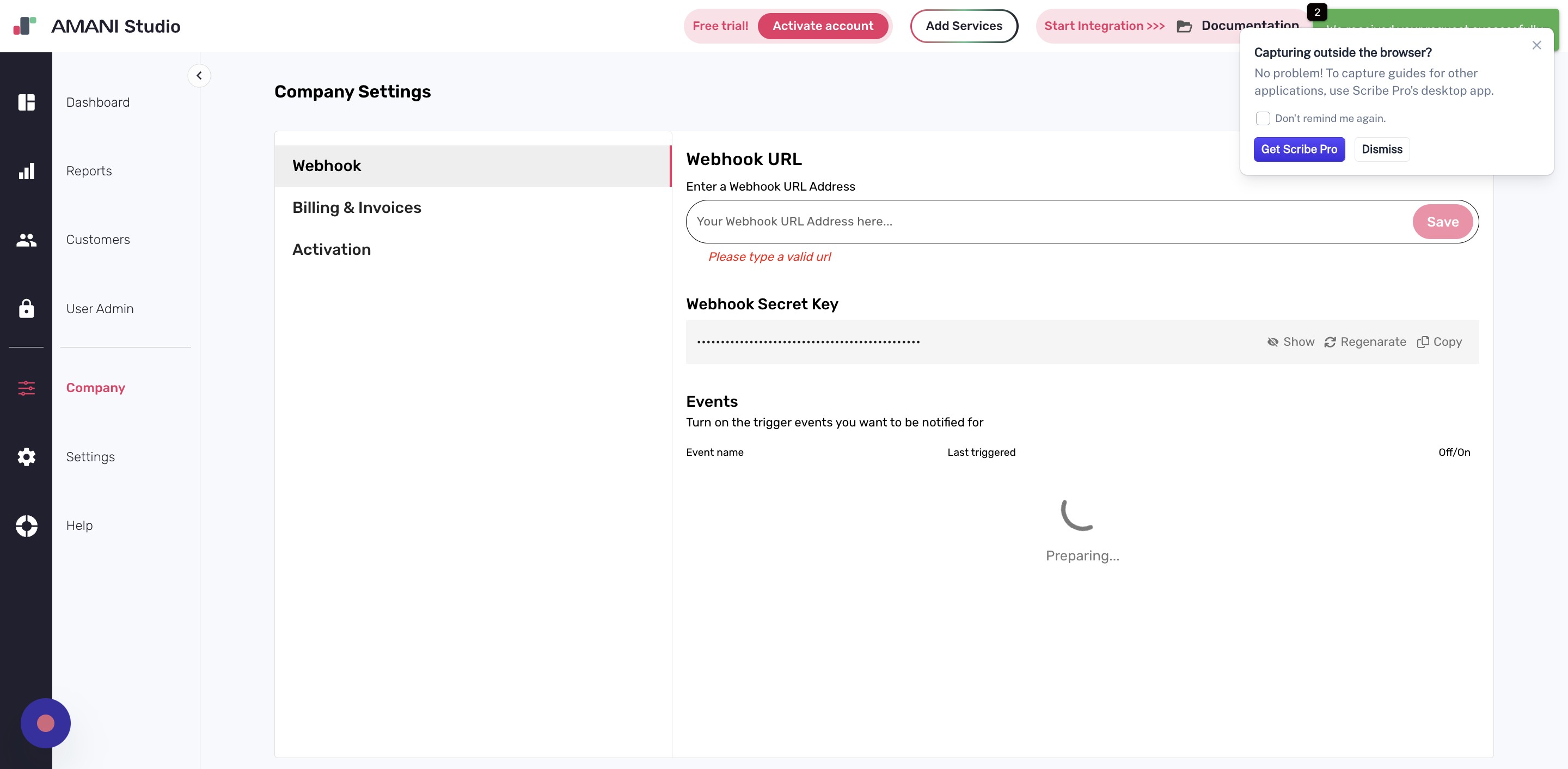 Enter your webhook URL