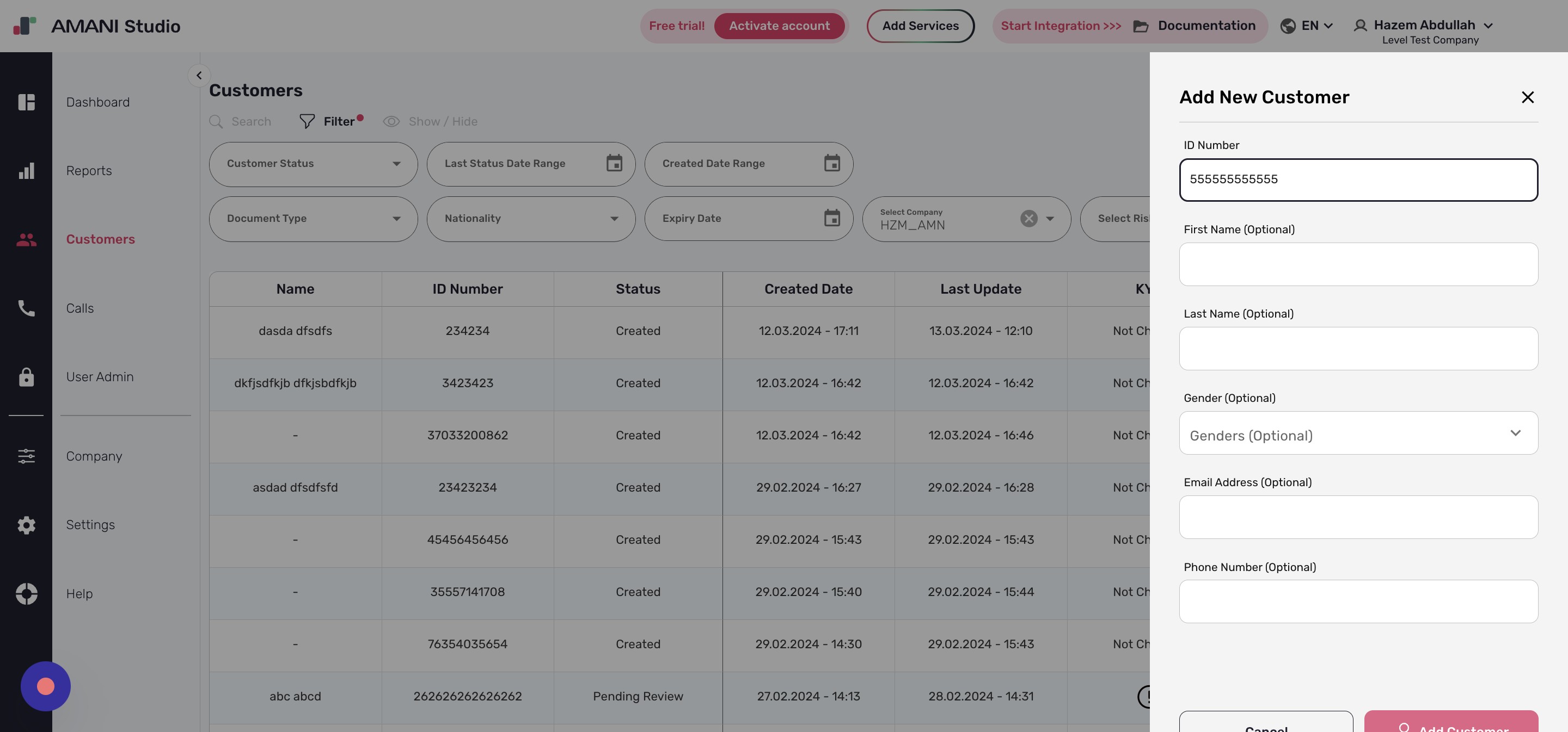 Confirm by clicking Add Customer