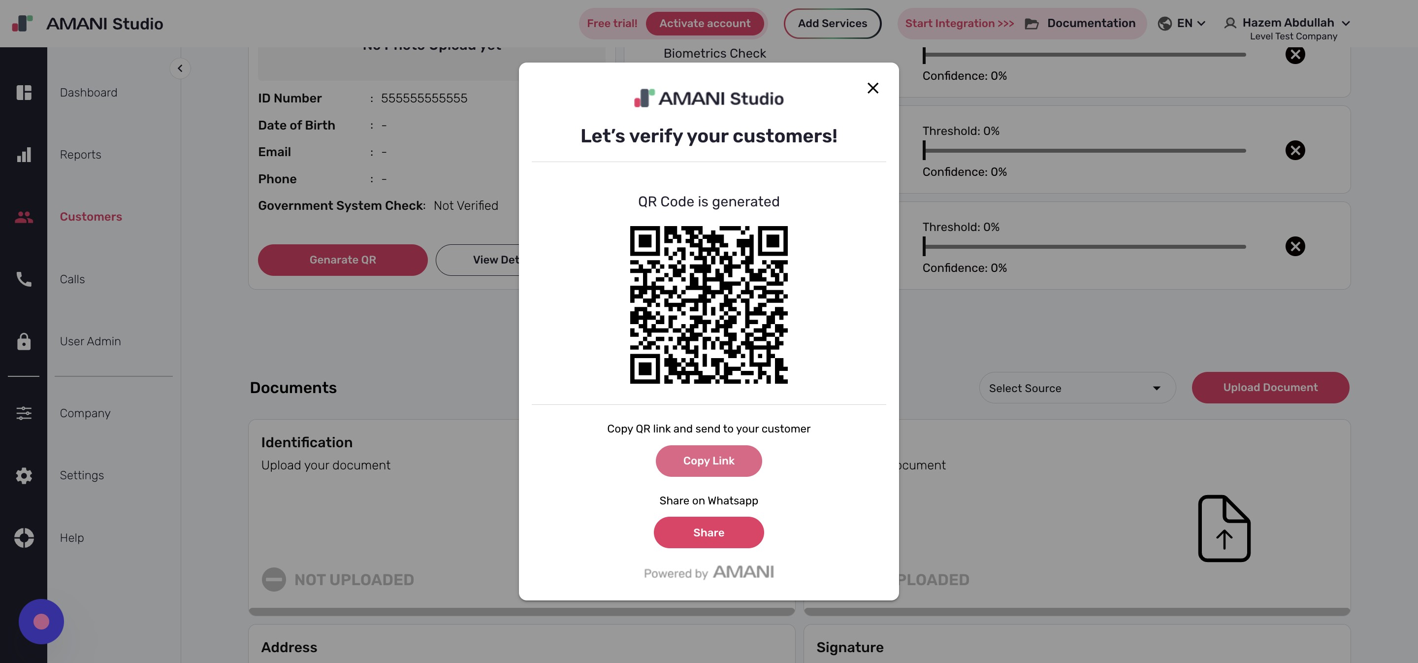 Customer scans the QR code