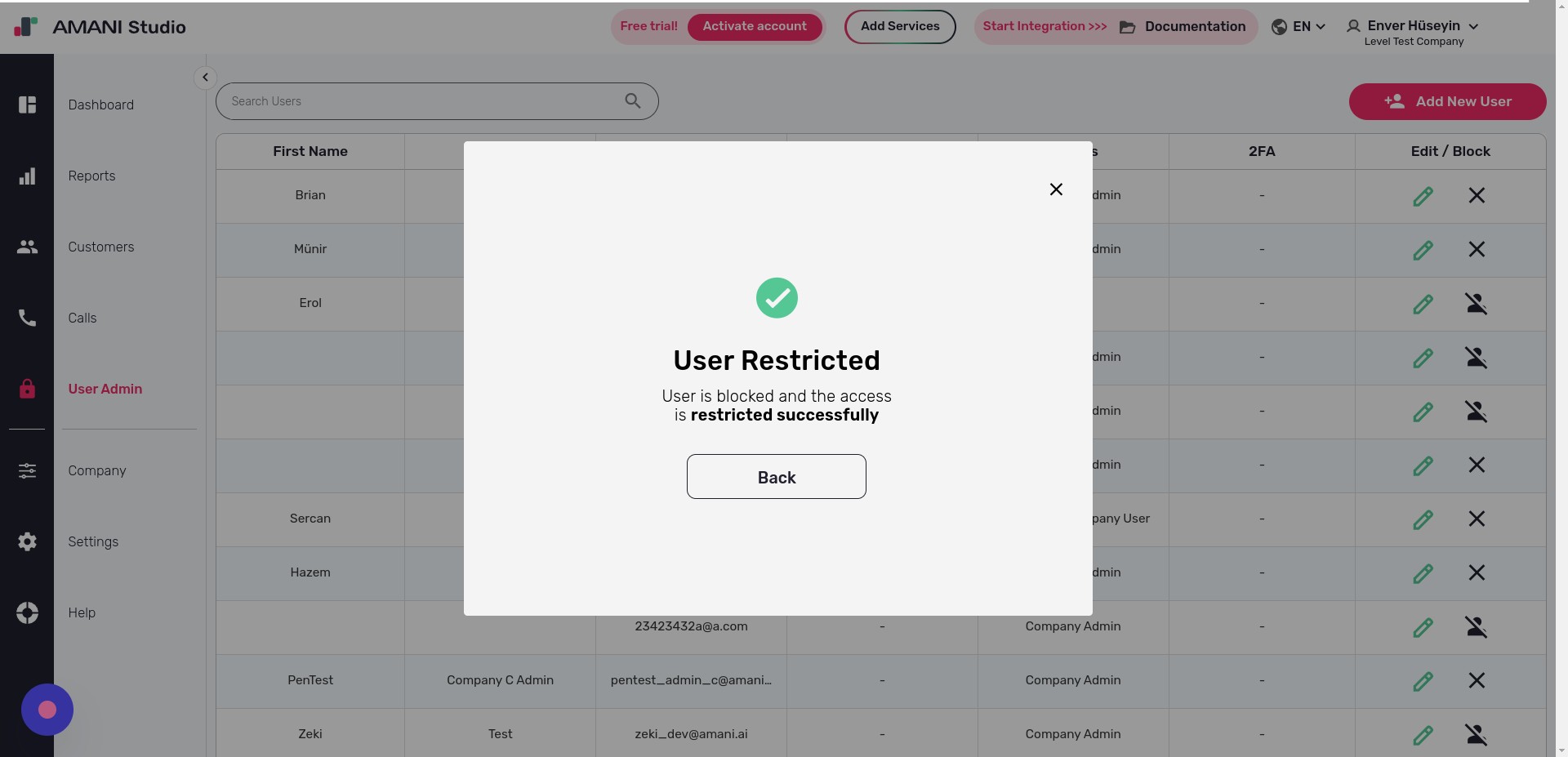 Click Back to return to the list