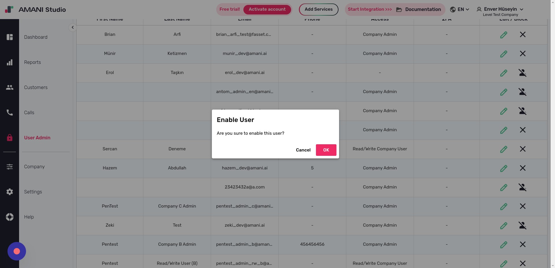Confirm the unblock action